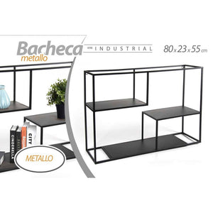 Scaffale urban nero bacheca da muro cm 80 x 23 x 55 h