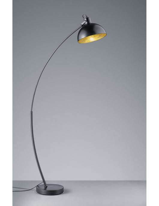 Piantana ad Arco Recife 1 x E27 Paralume Metallo Nero Interno Oro Trio Lighting