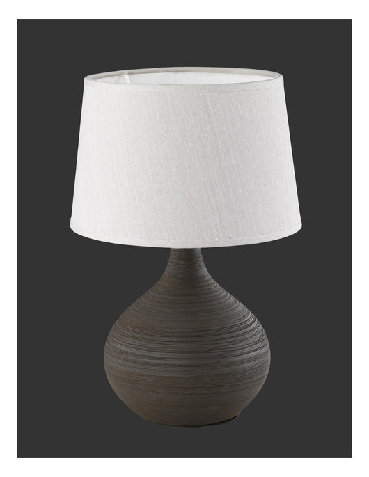 Lumetto Ceramica Marrone e Paralume Cappuccino Martin Trio Lighting