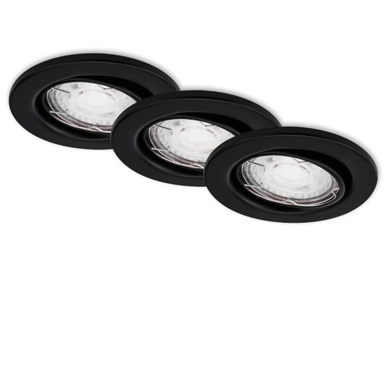 Set di 3 apparecchi da incasso Ø 8,6 cm GU10 5W 460lm - colore nero