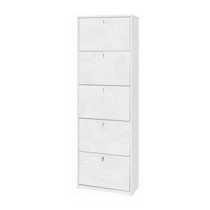 Scarpiera slim salvaspazio cinque ante Bianco Ossido 63x29x h190 cm