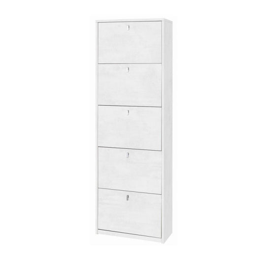 Scarpiera slim salvaspazio cinque ante Bianco Ossido 63x29x h190 cm