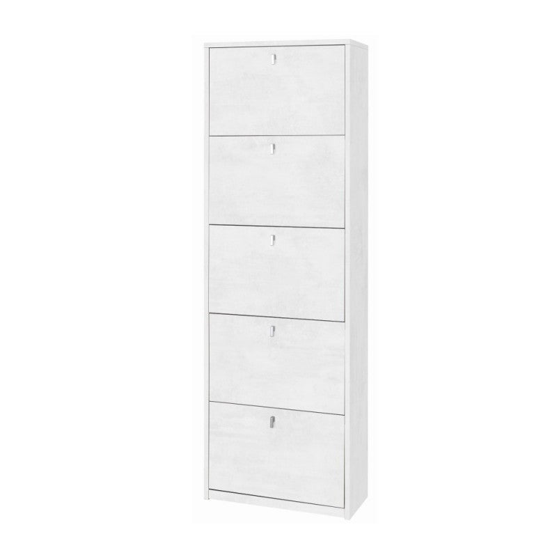 Scarpiera slim salvaspazio cinque ante Bianco Ossido 63x29x h190 cm