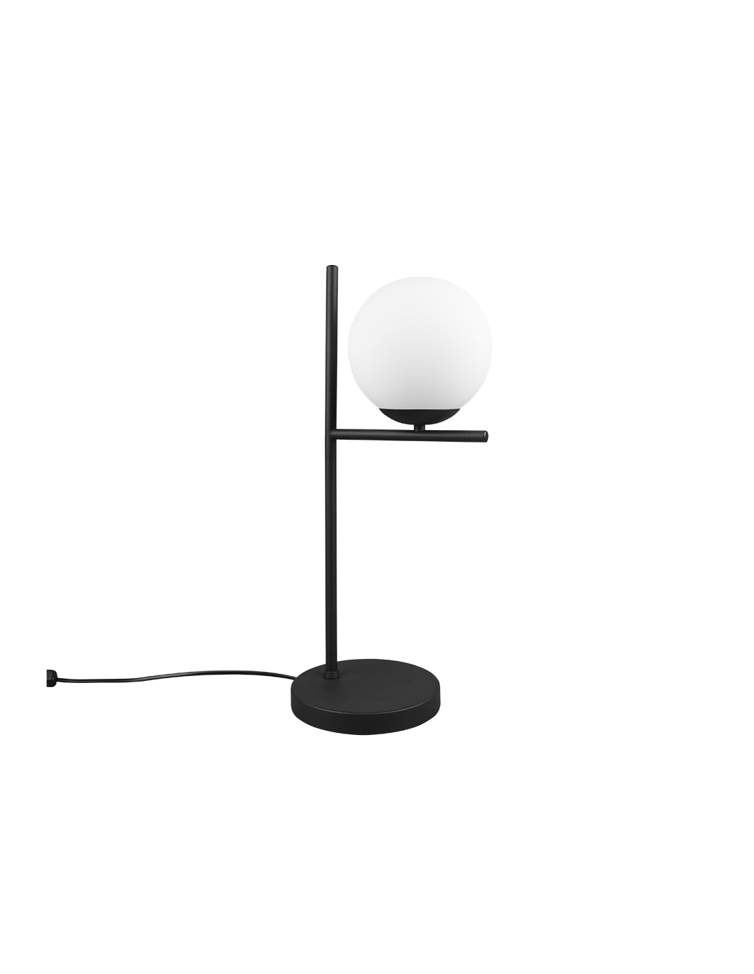 Lume Da Tavolo Nero Con Sfera Vetro Bianco Pure Trio Lighting