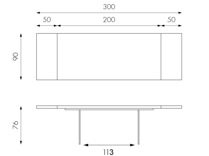 Tavolo allungabile in rovere termocotto e gambe in vetro 200/300x100 cm