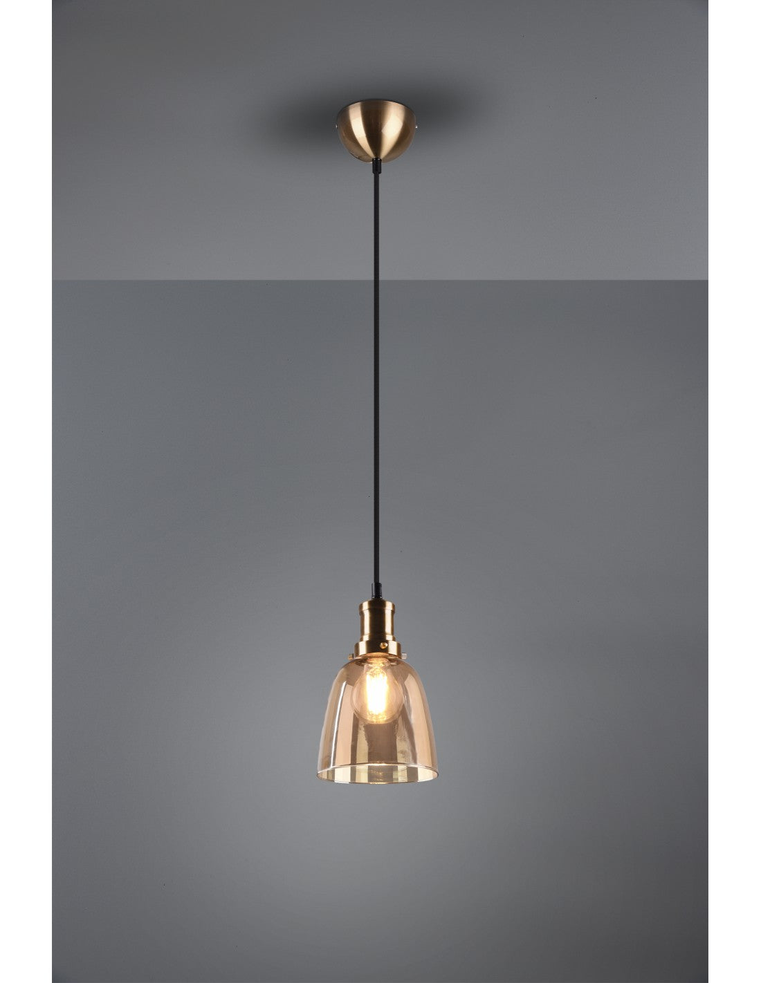 Sospensione 1xE27 Vita Ottone E Vetro Ambra Ø14 cm Trio Lighting