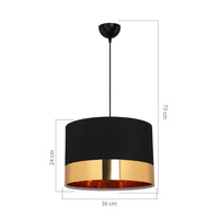 Lampada a sospensione Alfina tessuto nero fascia oro ASZ1665 EFFEZ