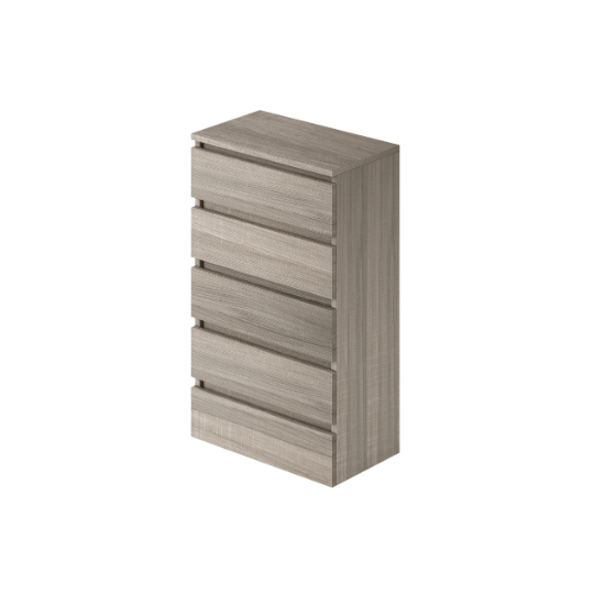 Cassettiera olmo  in legno nobilitato con 5 cassetti h127x47x40 cm