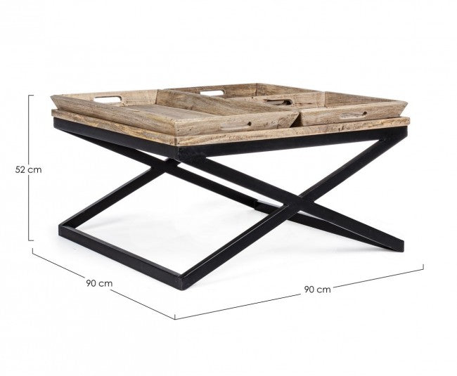 Tavolino Tray con vassoio 90x90 cm