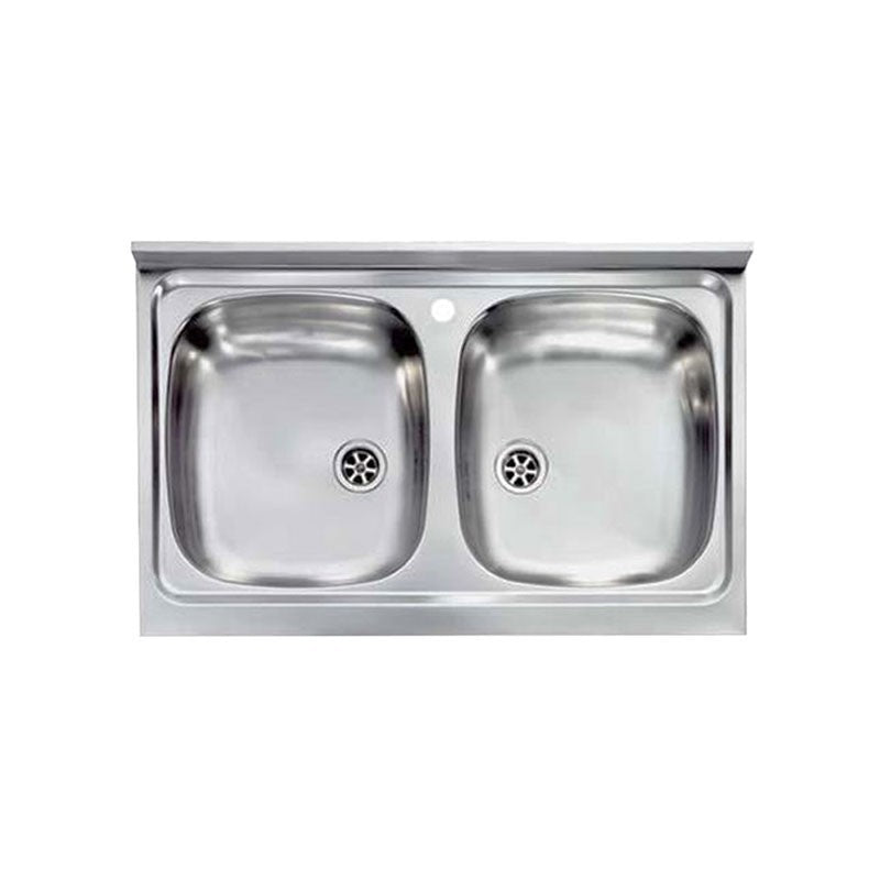 Lavello da cucina due vasche in acciaio inox da appoggio 50x80 cm EFFEZ