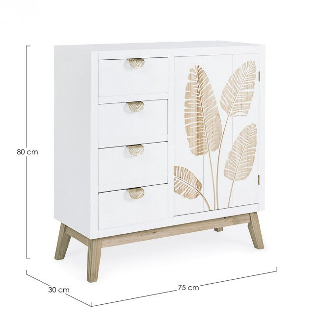 Credenza Folium 1 anta 4 cassetti 75x30x80h cm