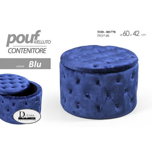 Pouf contenitore retro blu apribile cm 60