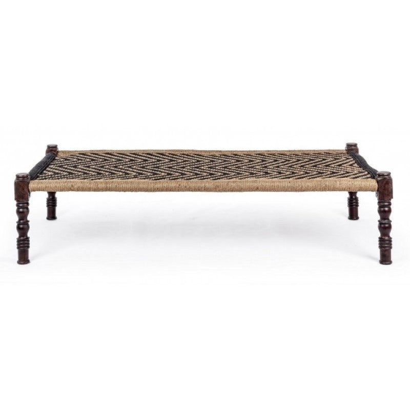 Panca  etnica in legno Nero KHAT TAMIL 176x86x h46 cm