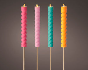 Candela solare in plastica effetto fiamma - fuoco 4 colori assortiti