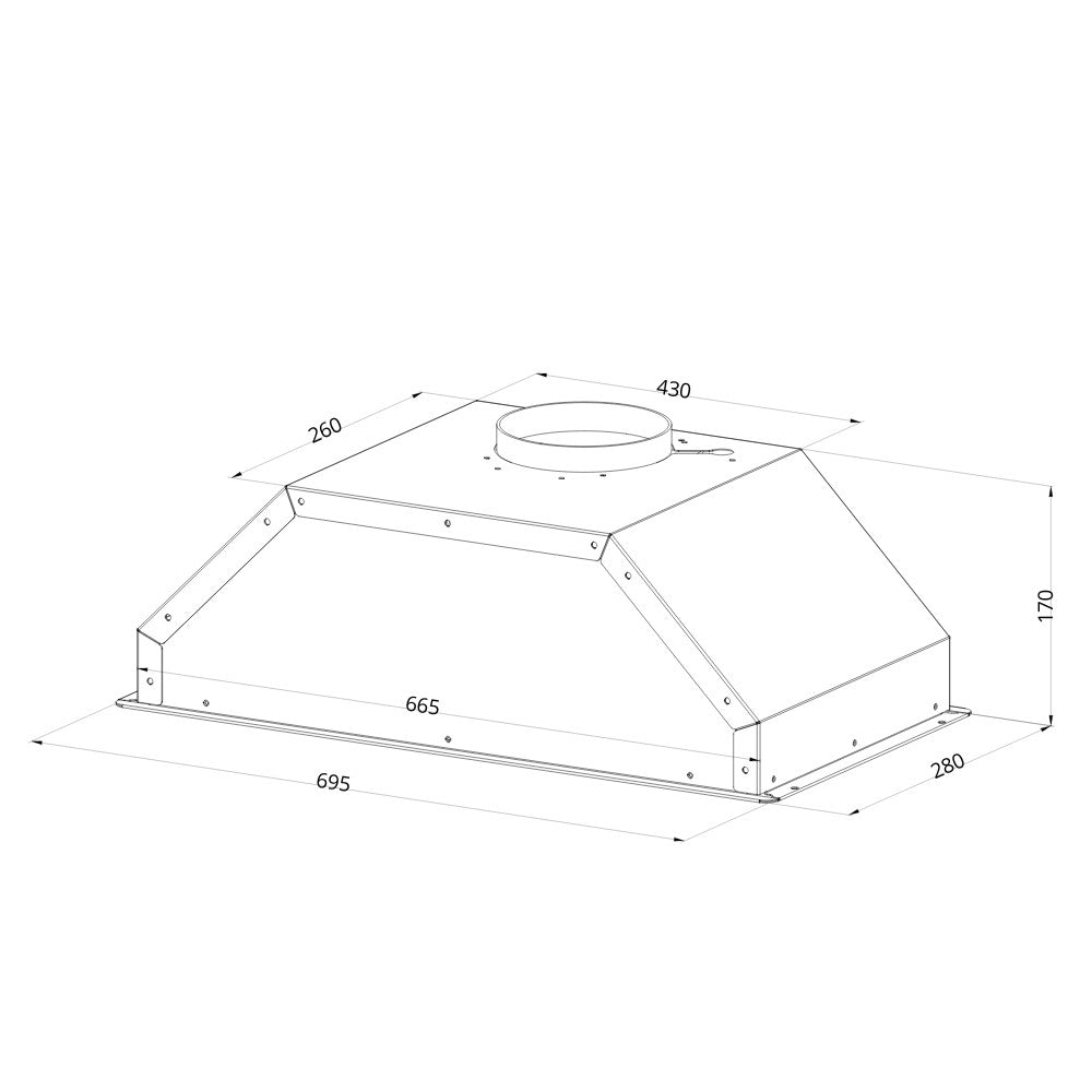 Cappa sottopensile inox 72x69,5 cm