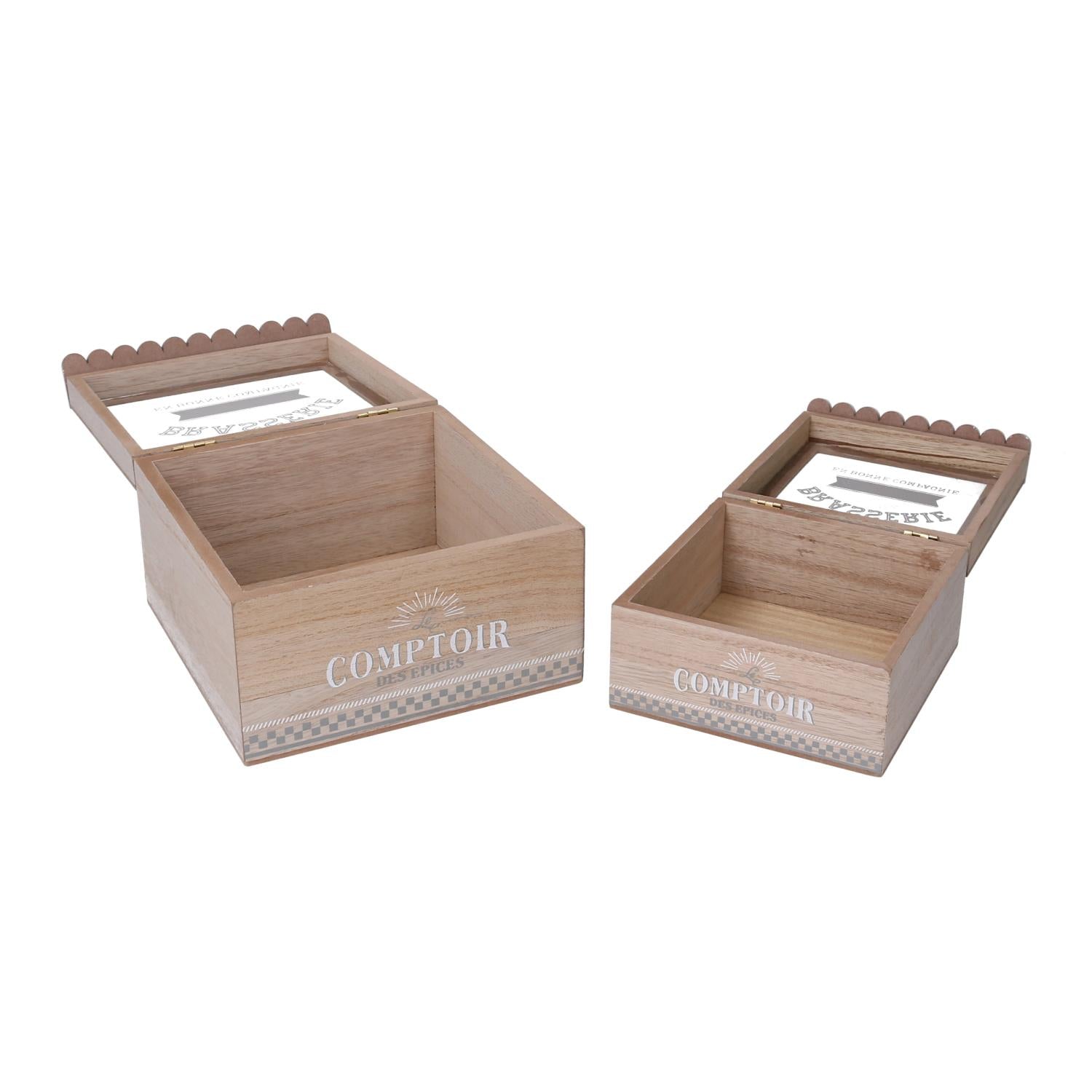 Wooden box 1-2 bistro natural square cm18x18h11