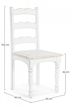 Sedia Colette in legno stile rustico bianco shabby