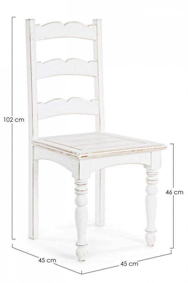 Sedia Colette in legno stile rustico bianco shabby