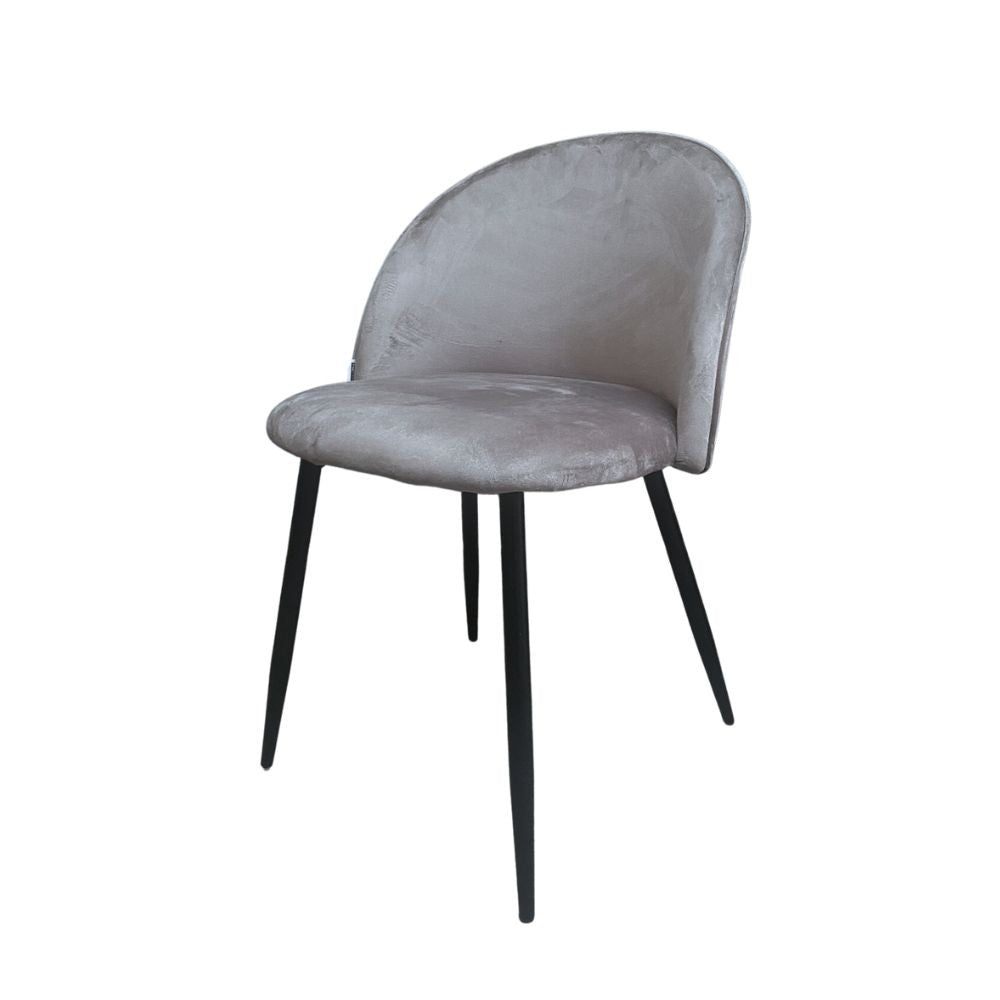 Sedia in Tessuto Grigio con Gambe in Metallo Nero  78x47x57 cm