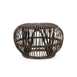 Tavolino Pouf per esterno in rattan Marrone DORADAL diametro 65x h44 cm