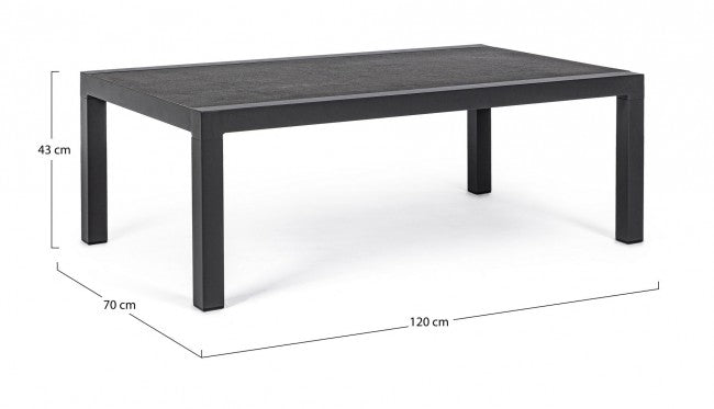 Tavolino Kledi in alluminio antracite 120x70x43h cm