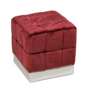 Pouf decorativo poggiapiedi bordeaux cm 40 in velluto