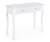 Consolle shabby in MDF due cassetti Bianca CHARELENE L 90x40x h78 cm