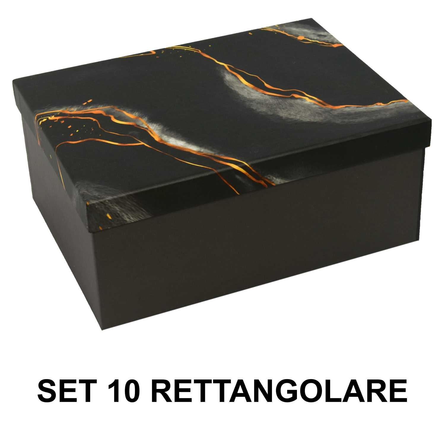 Cardboard box 1-10 black marble effectrectangular cm37,5x29h16