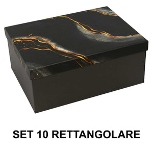 Cardboard box 1-10 black marble effectrectangular cm37,5x29h16