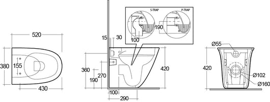 Vaso Filo Muro Sensation Rimless Cm. 52