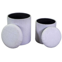 Puff contenitore tessuto boucle 1-2 bianco cm ø39h49