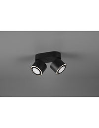 Plafone 2 Spot Led Doppia Emissione L18 cm Taurus Nero Trio Lighting