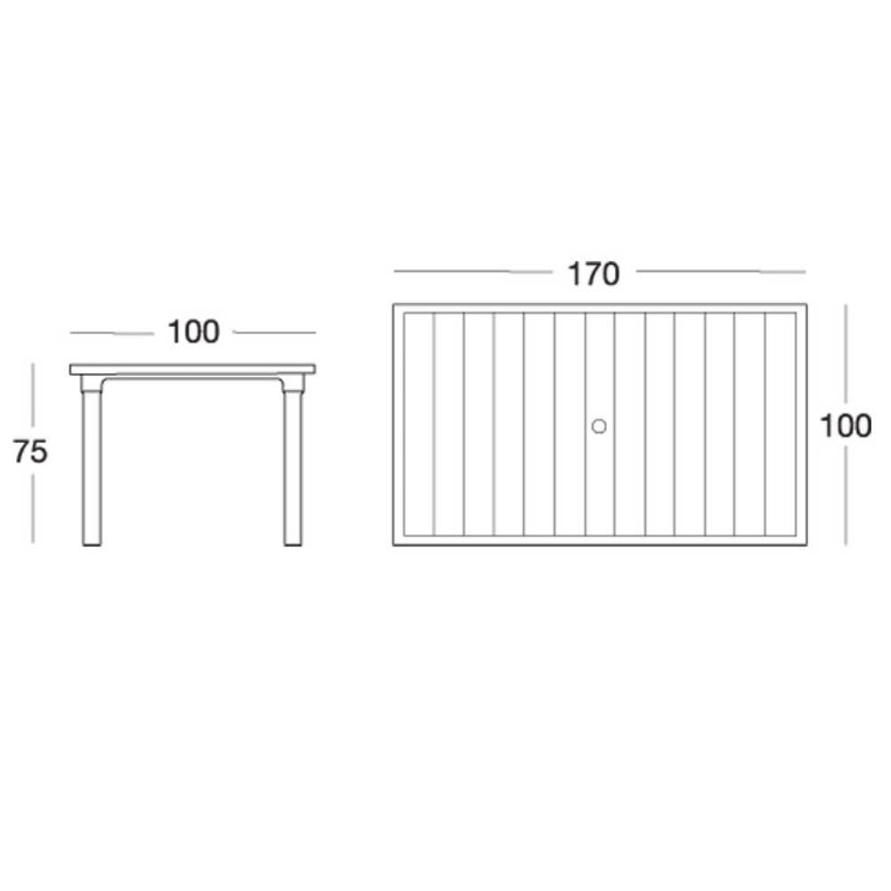 Tavolo da esterno tortora 170x100x75H cm Ercole Scab