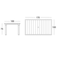 Tavolo da esterno tortora 170x100x75H cm Ercole Scab