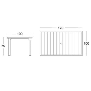 Tavolo da esterno tortora 170x100x75H cm Ercole Scab