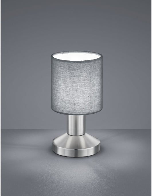 Lampada Da Tavolo Garda Nichel E Tessuto Grigio Ø9 cm Trio Lighting