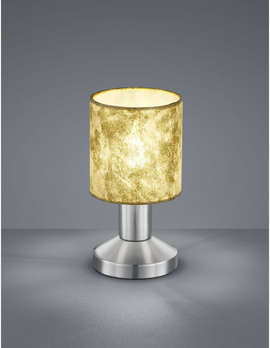 Lampada Da Tavolo Garda Nichel E Tessuto Oro Ø9 cm Trio Lighting