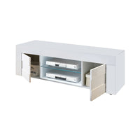 Base Porta TV bianco lucido 2 ante grigio cemento L.138 P.42 H.44 cm EFFEZ