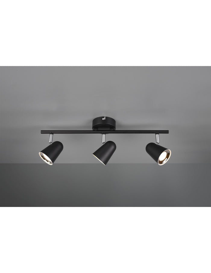 Faretto Toulouse Nero 3 Spot Led L48 cm Trio Lighting