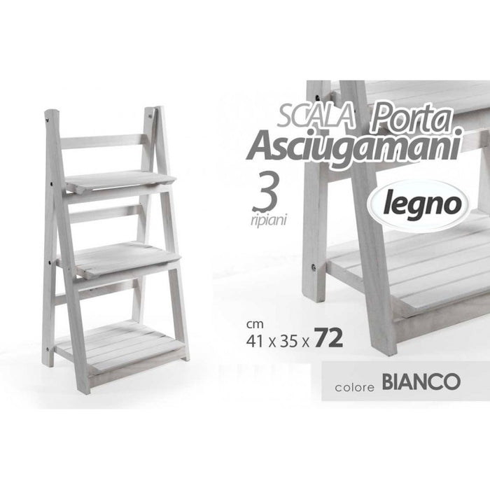 Scala portasciugamani scaffale bagno arredo bianco cm 41 x 35 x 72 h