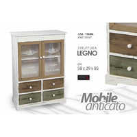 Mobile madia anticato con cassetti vetrina cm 58 x 29 x 85 h