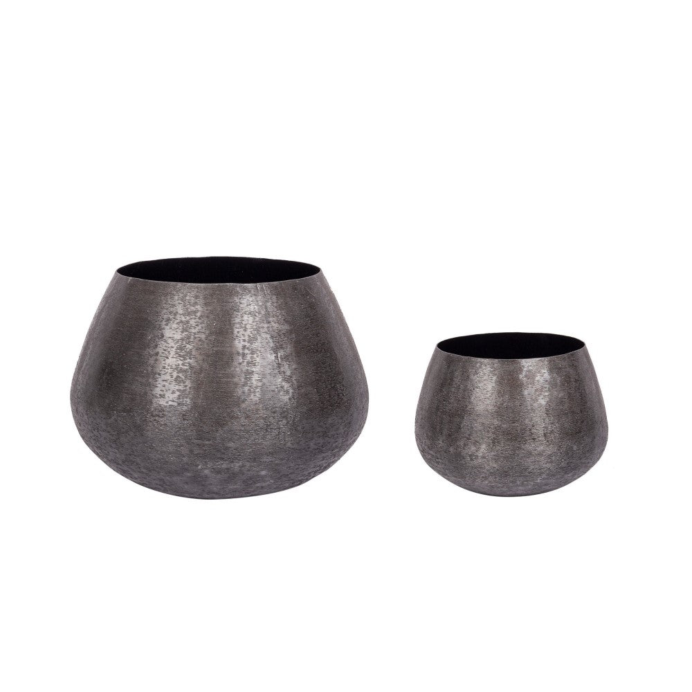 Set 2 porta vaso nero in alluminio stile industriale