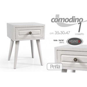 Comodino bianco anticato con cassetto cm 35 x 30 x 47 h