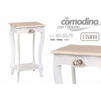 Comodino bianco e beige gambe lunghe 1 ripiano 40x30xh.70 cm