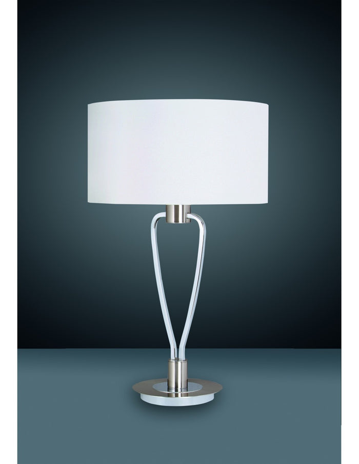 Lume da Tavolo Paris II Nichel con Paralume Bianco Trio Lighting