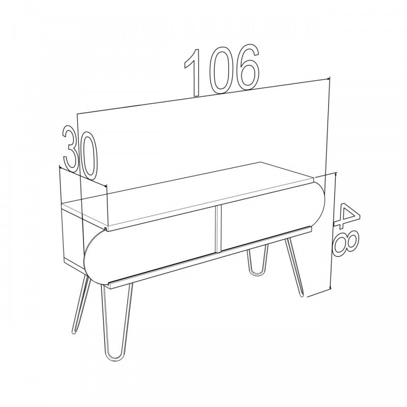 Mobile porta tv noce nero industrial urban cm cm 106 x 30 x 48 h EFFEZ