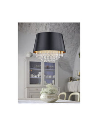 Sospensione 3 Luci Loreley Nero Oro e Pendagli Decorativi Trio Lighting