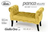 Panca in velluto giallo gambe in legno