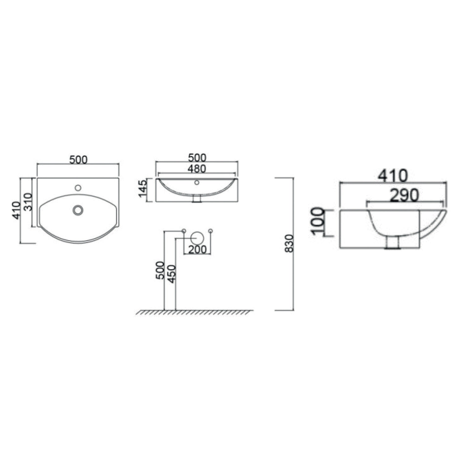 Lavabo a parete LP95 - Bianco 50x40 cm