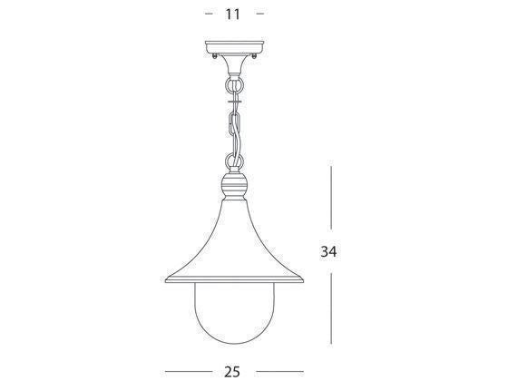 Sospensione Grande E27  linea lampara  ruggine